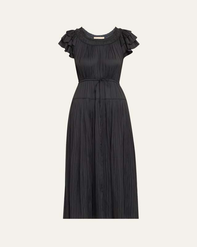 Kalesta Pleated Ruffle Mini Dress